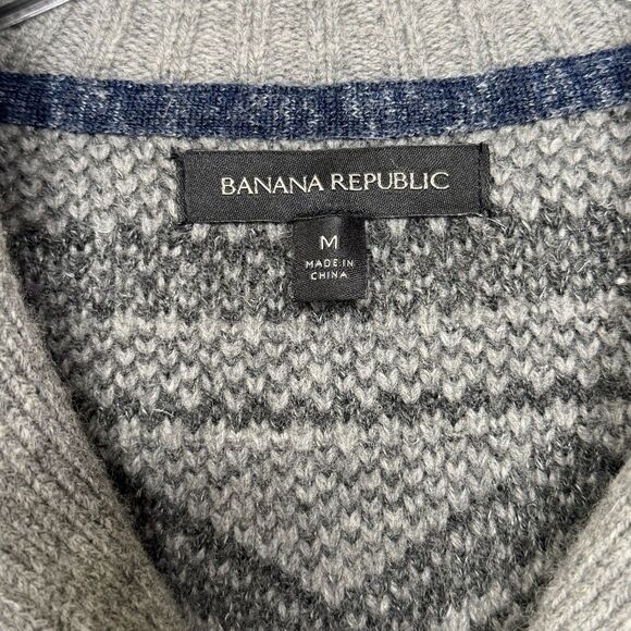 Banana Republic Men's M Wool Button Front Shawl Collar Cardigan Sweater Tribal - Picture 3 of 16